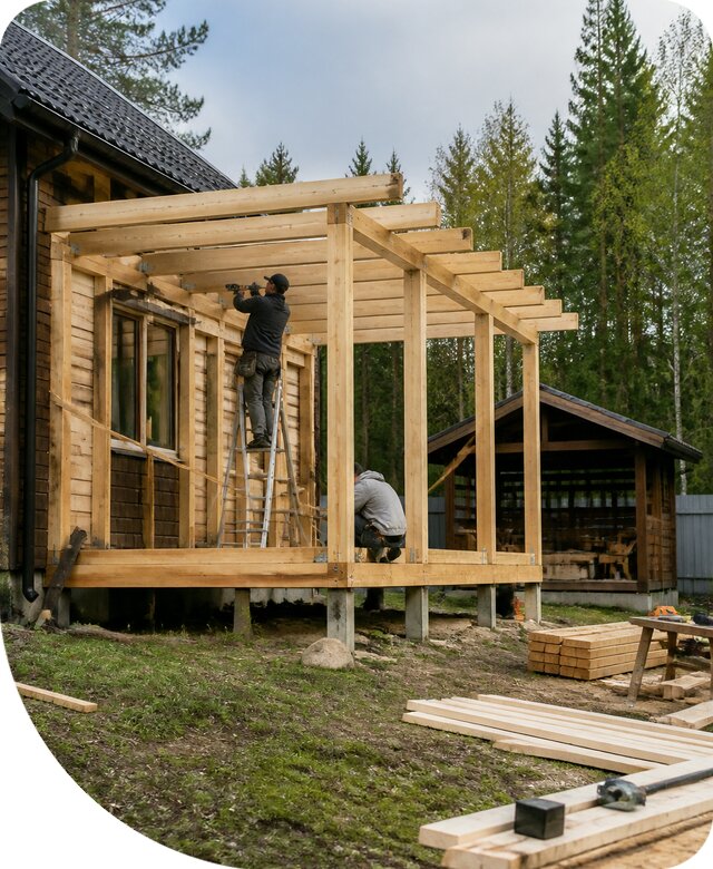 Строительство пристроек и построек на участке в Белогорске