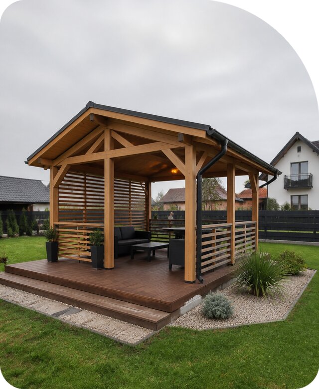 Беседка из бруса в Белогорске под ключ по цене от 183636 р. | РадиДОМА-Бгк