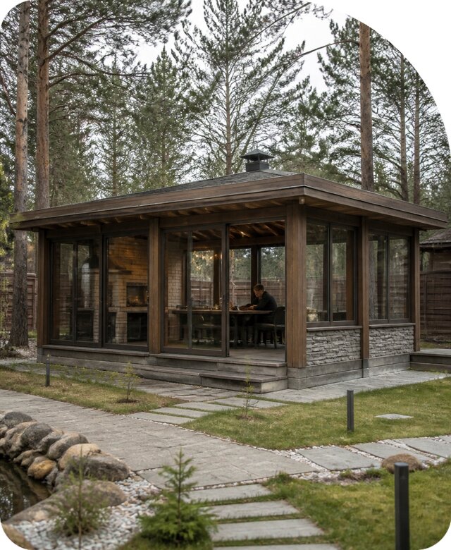 Закрытая беседка под ключ в Белогорске по цене от 357070 р. | РадиДОМА-Бгк